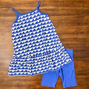 Hanna Andersson Waves Dress and  Bike Shorts Set Size 8 or 130